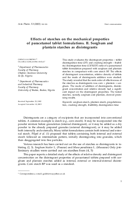 (PDF) The effects of starches on mechanical properties of paracetamol ...