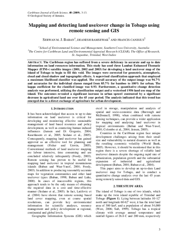 (PDF) Mapping and detecting land use/cover change in Tobago using ...