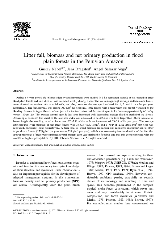 (PDF) Litter fall, biomass and net primary production in flood plain ...