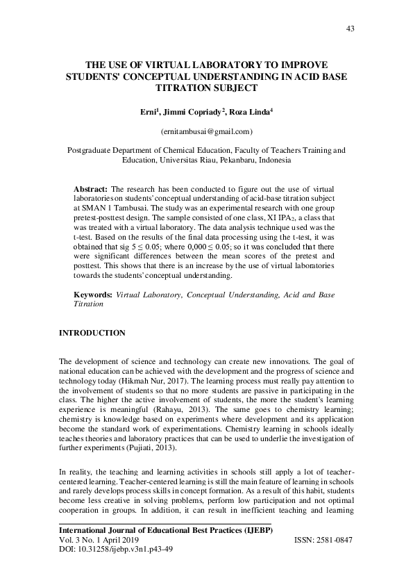 (PDF) The Use of Virtual Laboratory to Improve Students' Conceptual ...