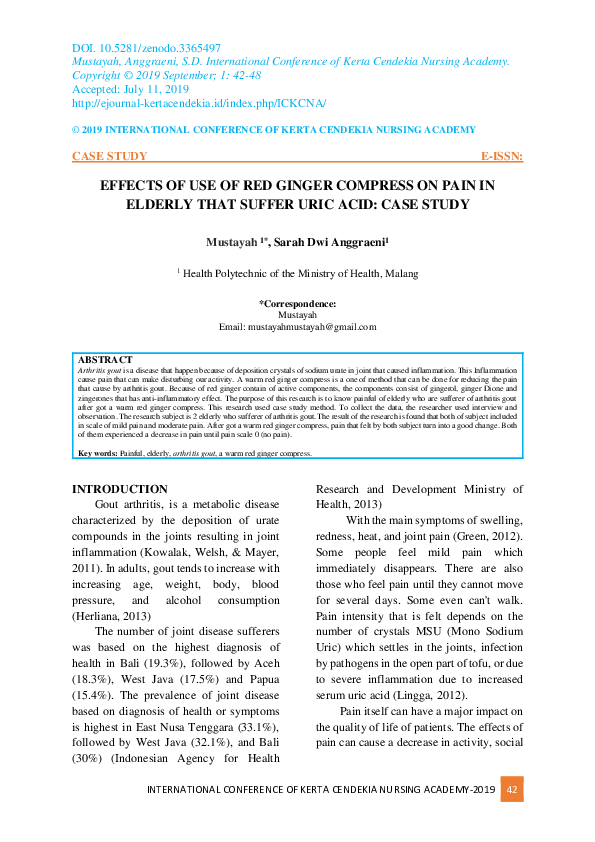 (PDF) Effects of Use of Red Ginger Compress on Pain in Elderly That ...