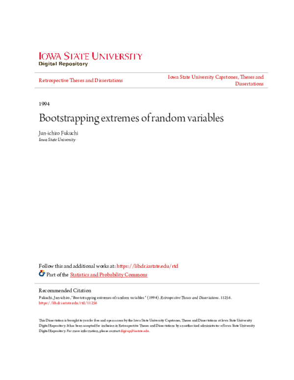(PDF) Bootstrapping extremes of random variables