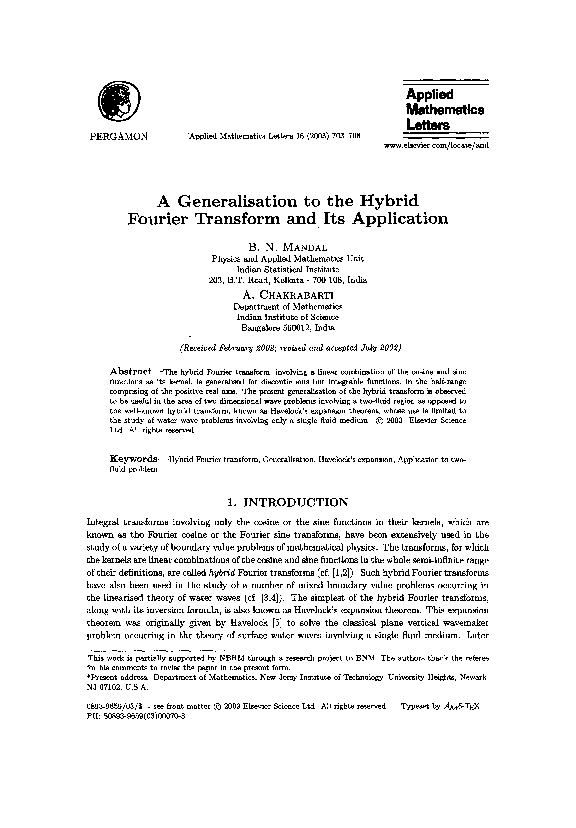 (PDF) A generalisation to the hybrid Fourier transform and its application