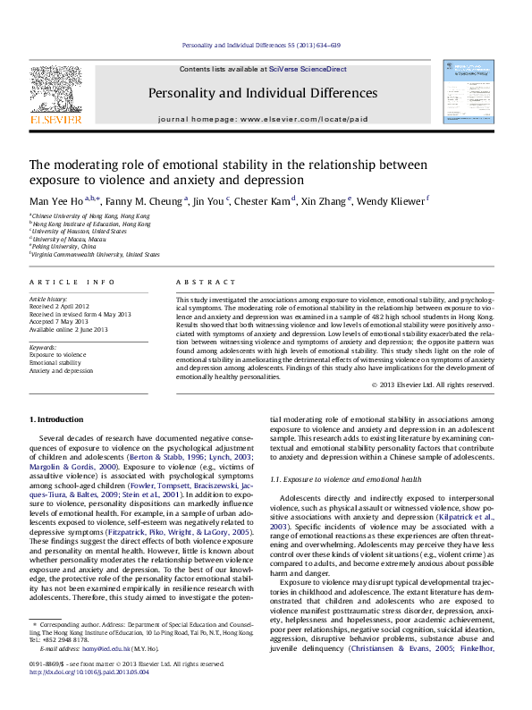 (PDF) The moderating role of emotional stability in the relationship ...