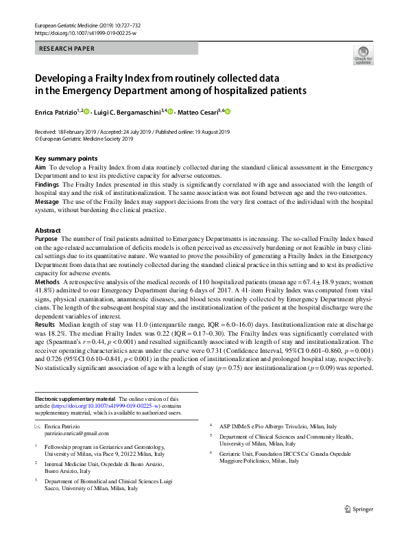 (PDF) Developing a Frailty Index from routinely collected data in the ...