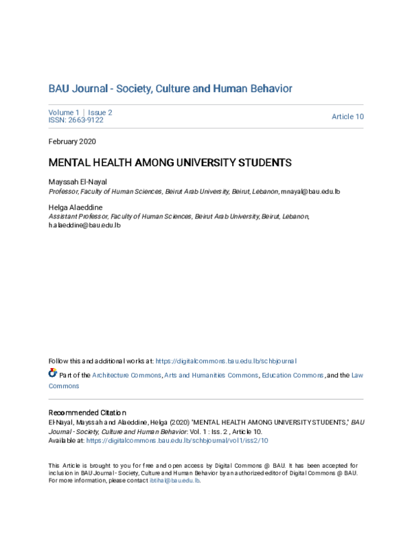 (PDF) Mental Health Among University Students