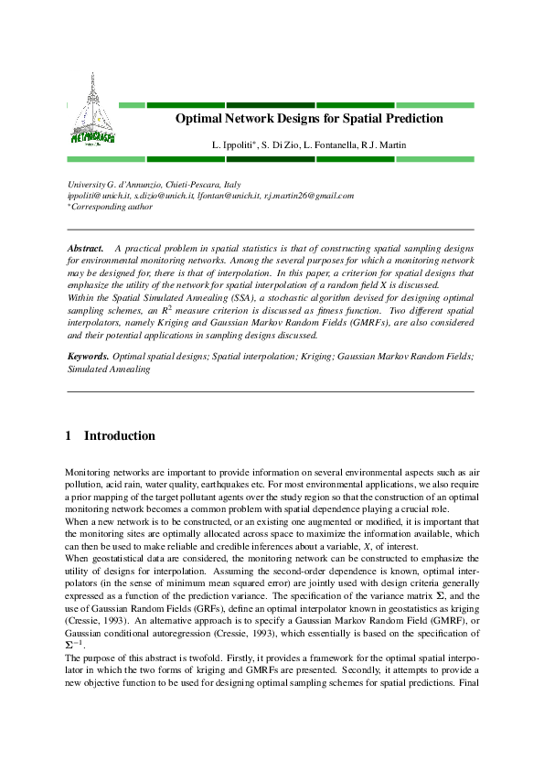 (PDF) Optimal Network Designs for Spatial Prediction
