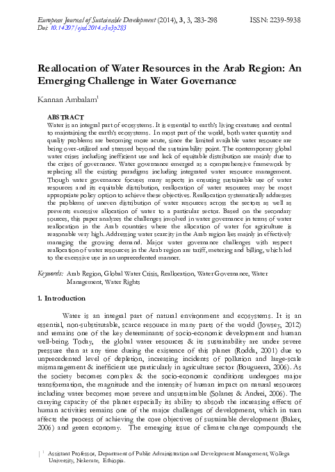 (PDF) Reallocation of Water Resources in the Arab Region: An Emerging ...