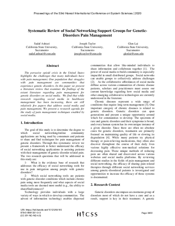 (PDF) Systematic Review of Social Networking Support Groups for Genetic ...