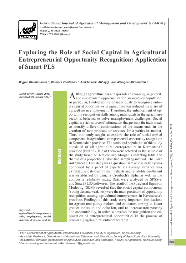 (PDF) Exploring the Role of Social Capital in Agricultural ...