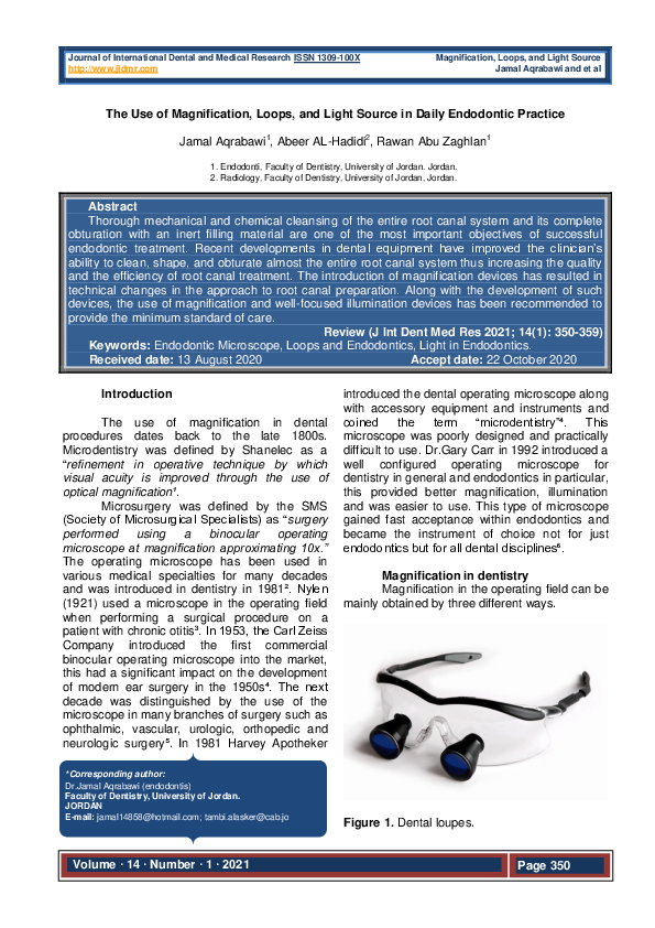 (PDF) The Use of Magnification , Loops , and Light Source in Daily ...