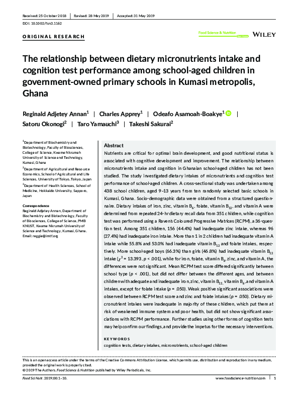 (PDF) The relationship between dietary micronutrients intake and ...