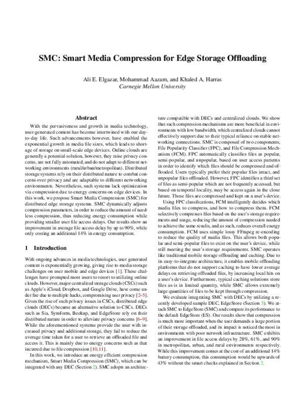 (PDF) SMC: Smart Media Compression for Edge Storage Offloading