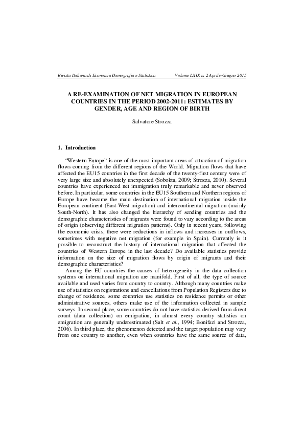 (PDF) A Re-Examination of Net Migration in European Countries in the ...
