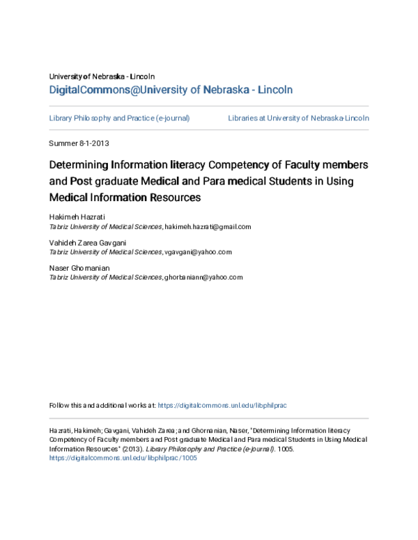 (PDF) Determining Information literacy Competency of Faculty members ...