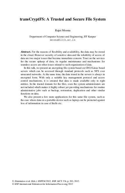 (PDF) transCryptFS: A Trusted and Secure File System