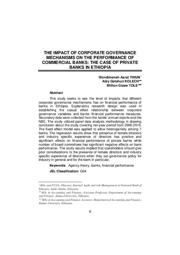 (PDF) The Impact of Corporate Governance Mechanisms on the Performance ...