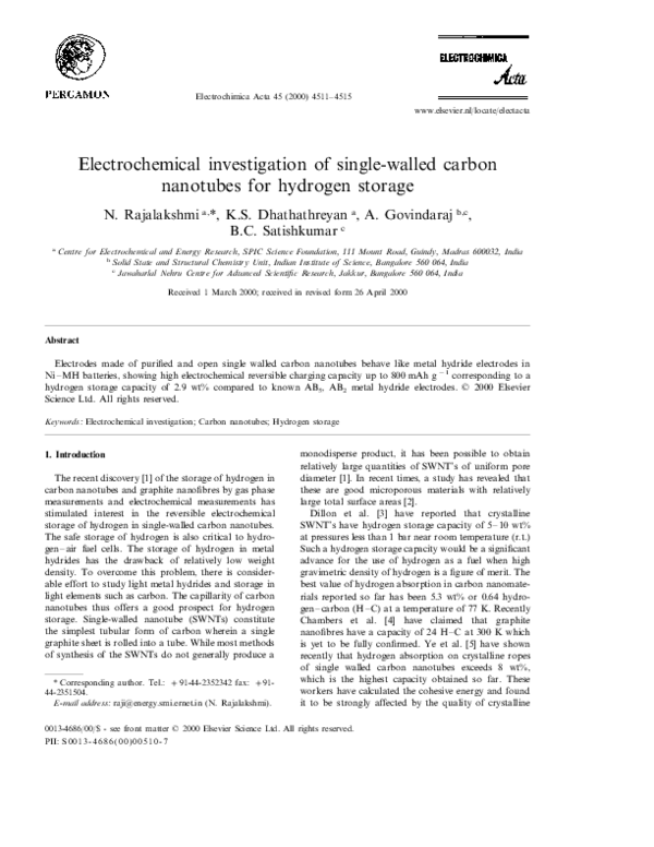 (PDF) Electrochemical investigation of single-walled carbon nanotubes ...