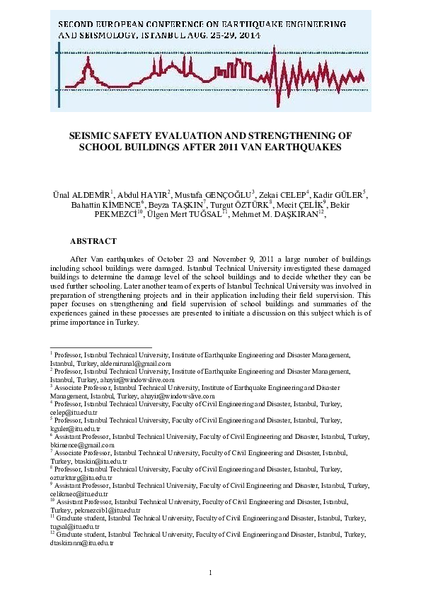 (PDF) Seismic Safety Evaluation and Strengthening of School Buildings ...