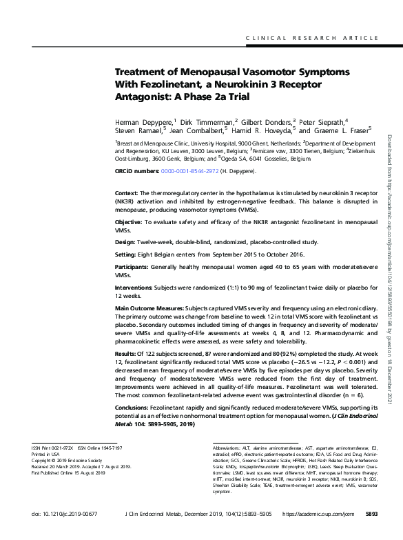 (PDF) Treatment of Menopausal Vasomotor Symptoms with a