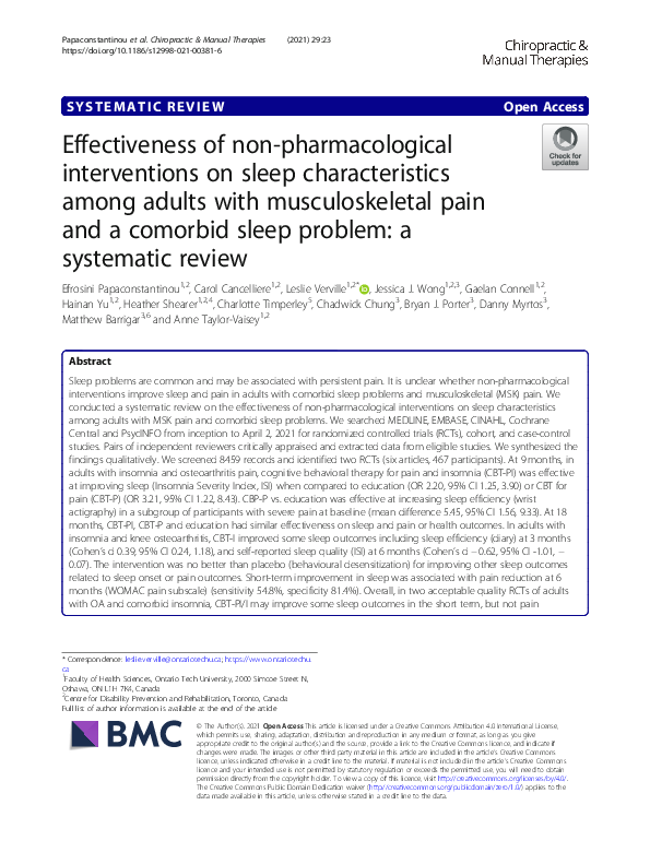 (PDF) Effectiveness of nonpharmacological interventions on sleep characteristics among adults