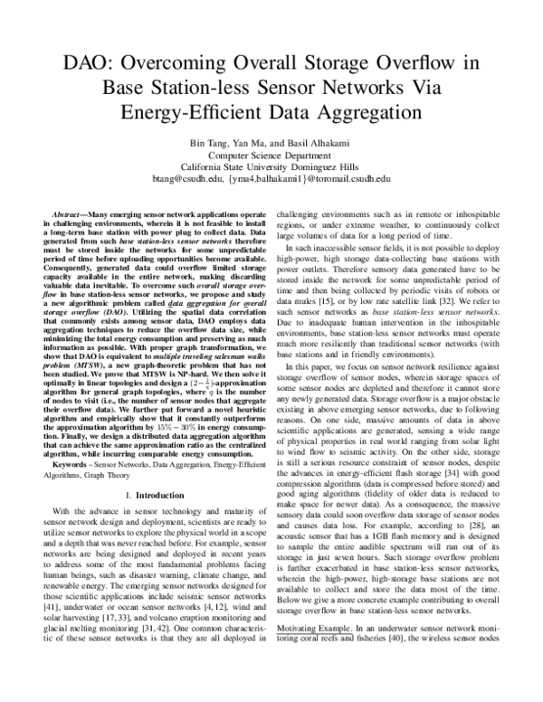 (PDF) DAO : Overcoming Overall Storage Overflow in Base Station-less ...