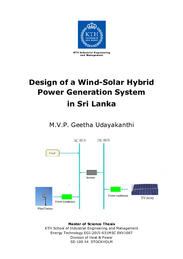 (PDF) Design of a Wind-Solar Hybrid Power Generation System in Sri Lanka