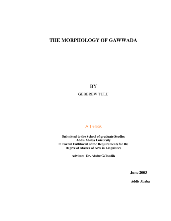 (PDF) The Morphology of Gawwada