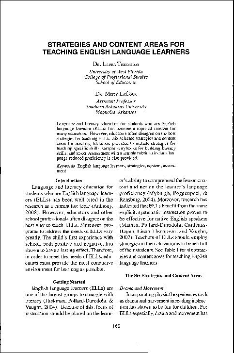 (PDF) Strategies and Content Areas for Teaching English Language Learners