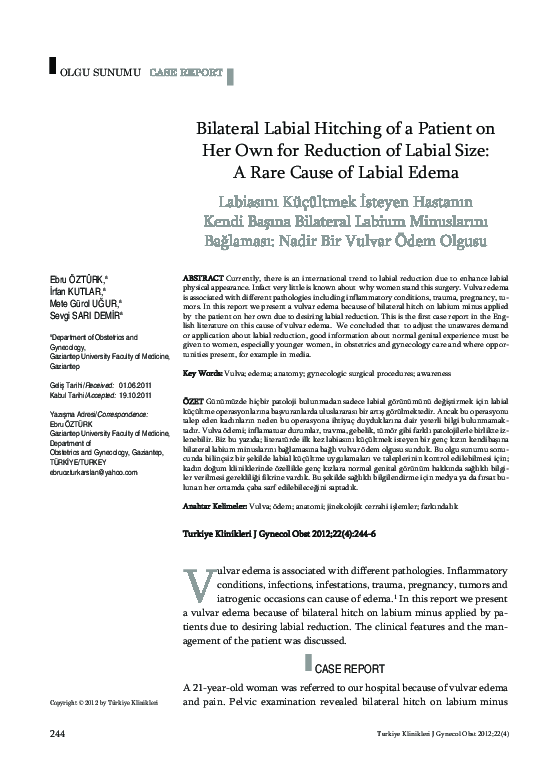 (PDF) Bilateral Labial Hitching of a Patient on Her Own for Reduction ...