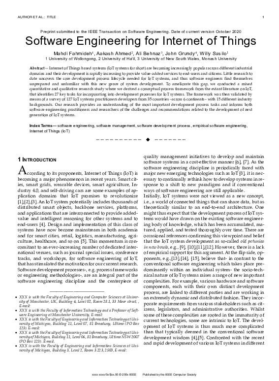 (PDF) Software Engineering for Internet of Things