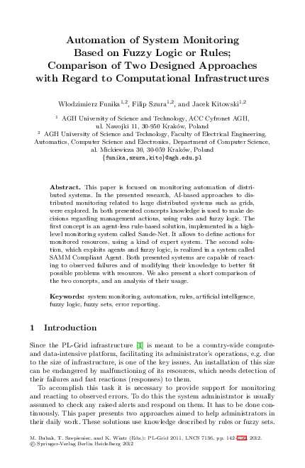 (PDF) Automation of System Monitoring Based on Fuzzy Logic or Rules ...