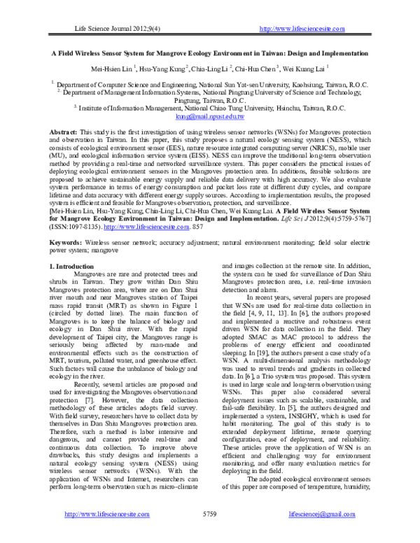 (PDF) A Field Wireless Sensor System for Mangrove Ecology Environment ...