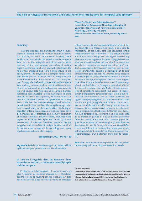 (PDF) The Role of Amygdala in Emotional and Social Functions ...