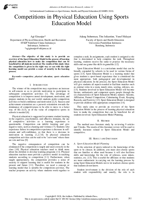 (PDF) Competitions in Physical Education Using Sports Education Model