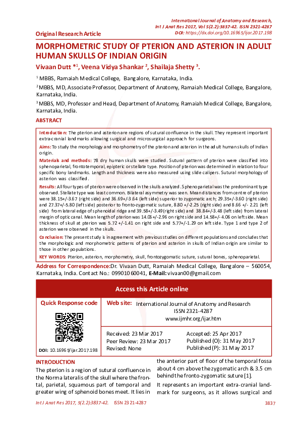 (PDF) Morphometric Study of Pterion and Asterion in Adult Human Skulls ...