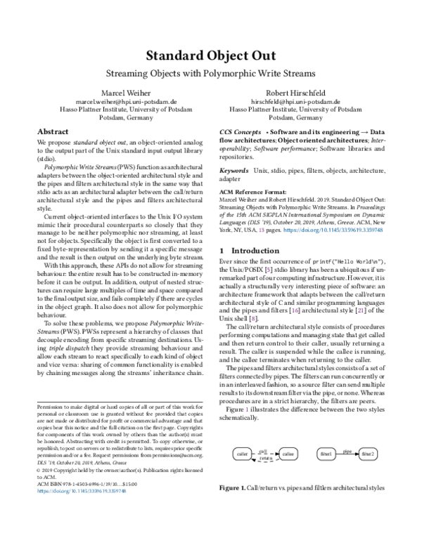 (PDF) Standard object out: streaming objects with polymorphic write streams