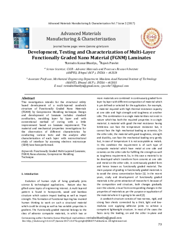 (PDF) Development, Testing and Characterization of Multi-Layer ...