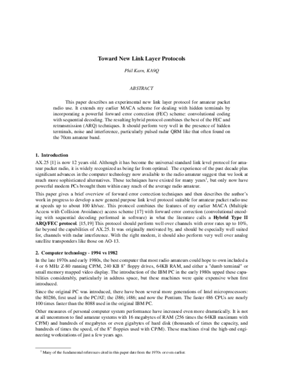 (PDF) Toward New Link Layer Protocols