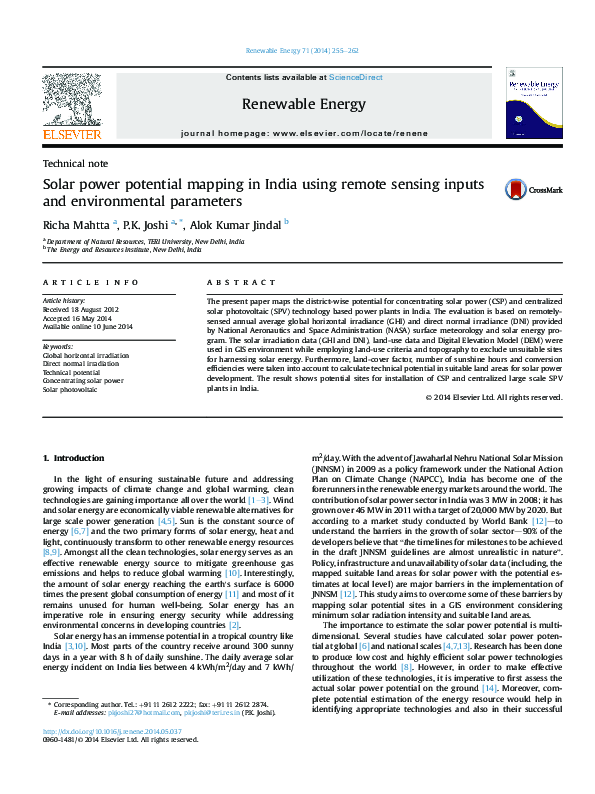 (PDF) Solar power potential mapping in India using remote sensing ...