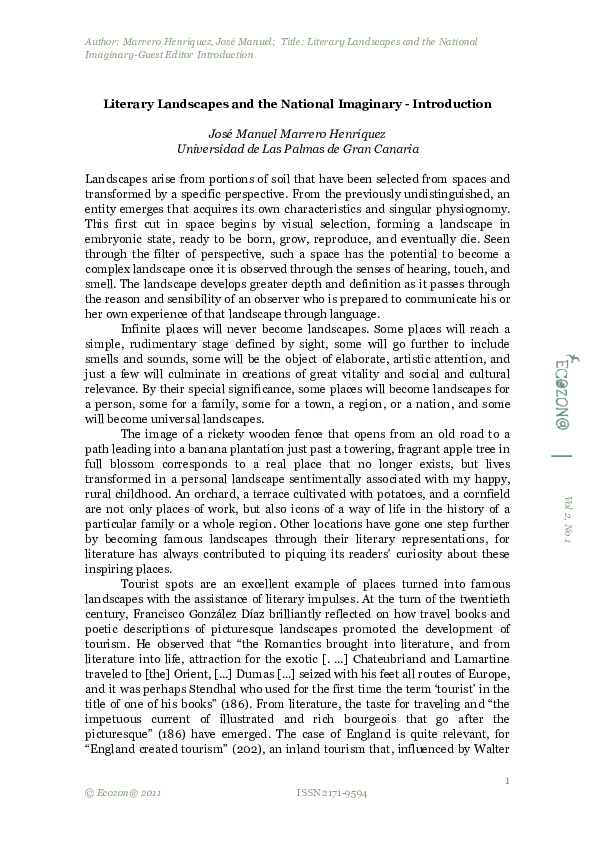 (PDF) Literary Landscapes and the National Imaginary - Introduction