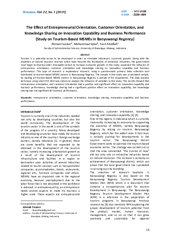 (PDF) The Effect of Entrepreneurial Orientation, Customer Orientation ...
