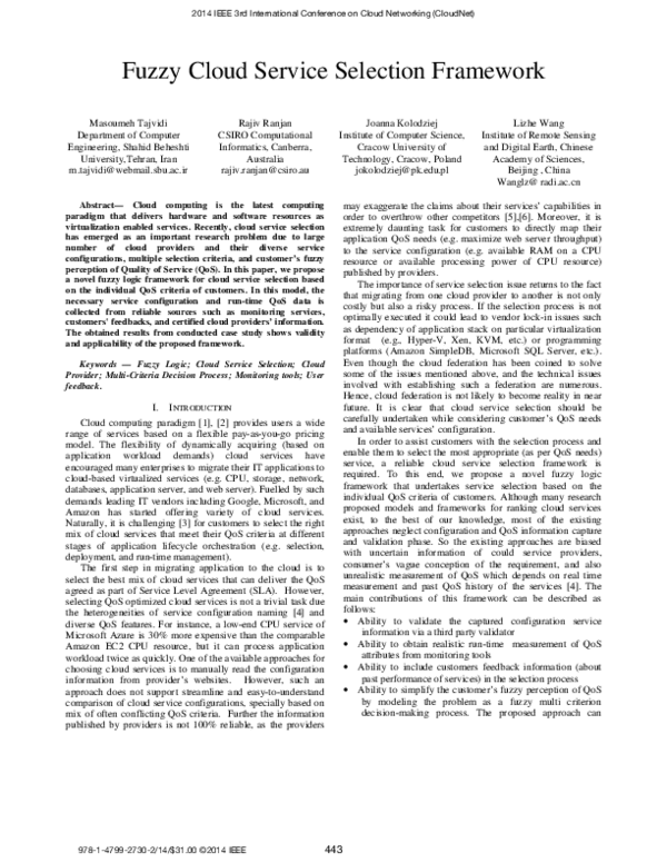 (PDF) Fuzzy cloud service selection framework