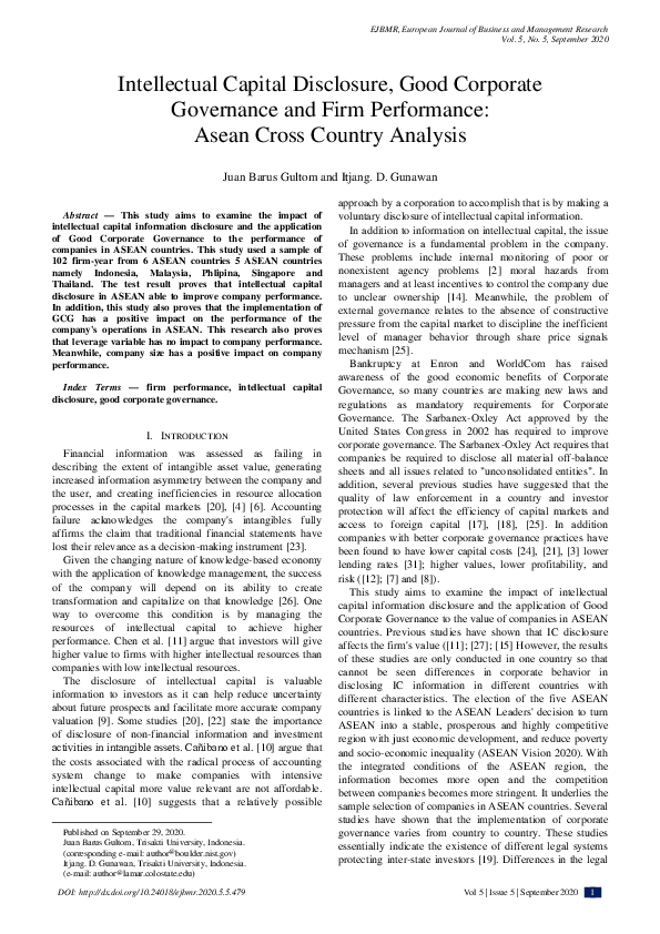 (PDF) Intellectual Capital Disclosure, Good Corporate Governance and ...