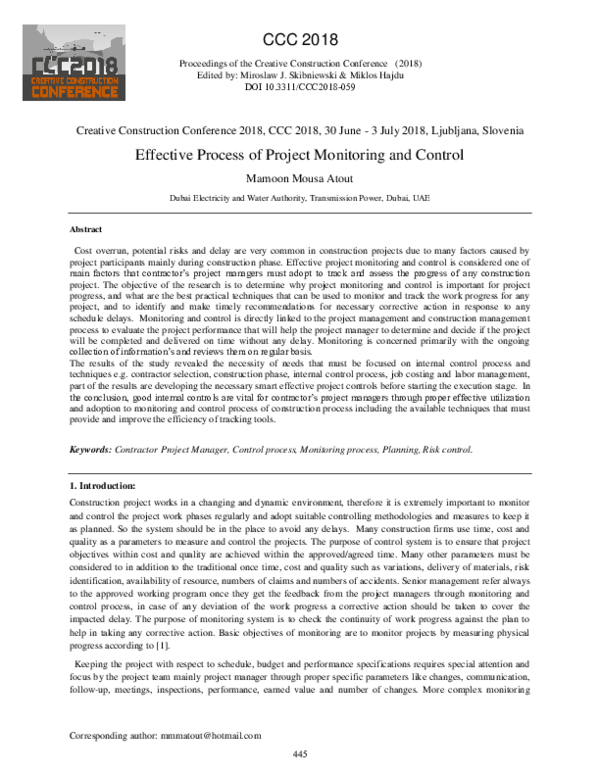 (PDF) Effective process of project monitoring and control