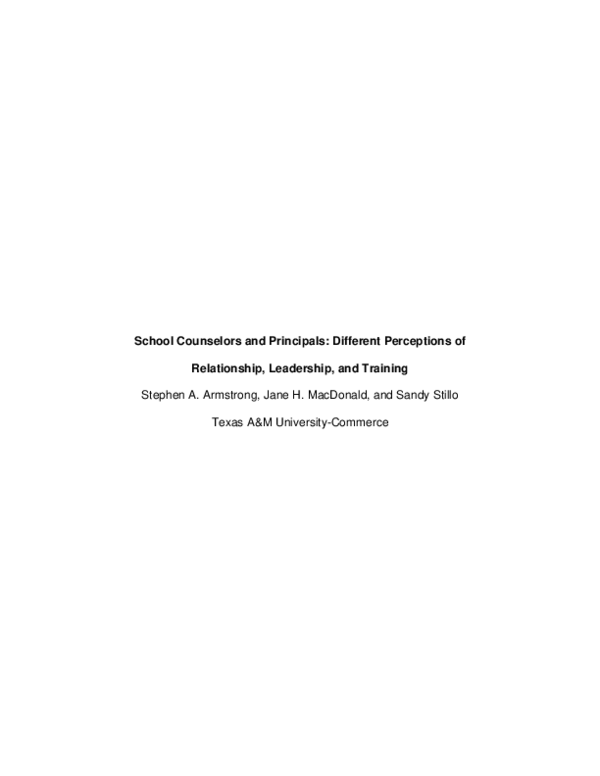 (PDF) School Counselors and Principals: Different Perceptions of ...