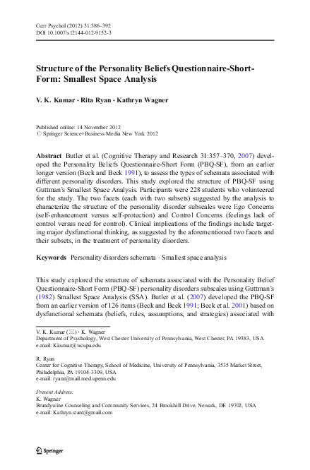 (PDF) Structure of the Personality Beliefs Questionnaire-Short-Form ...