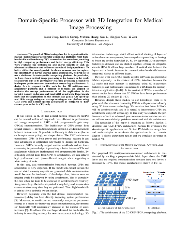 (PDF) Domain-specific processor with 3D integration for medical image ...
