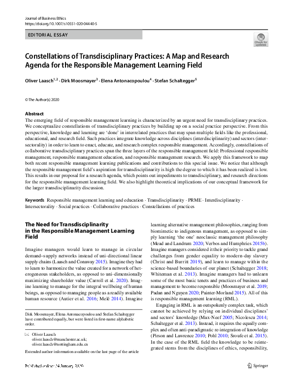 (PDF) Constellations of Transdisciplinary Practices: A Map and Research ...