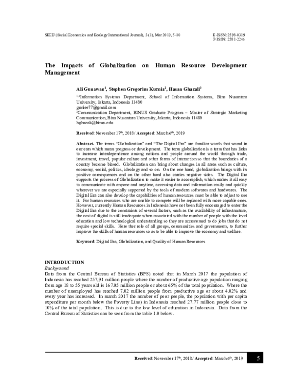 (PDF) The Impacts of Globalization on Human Resource Development Management